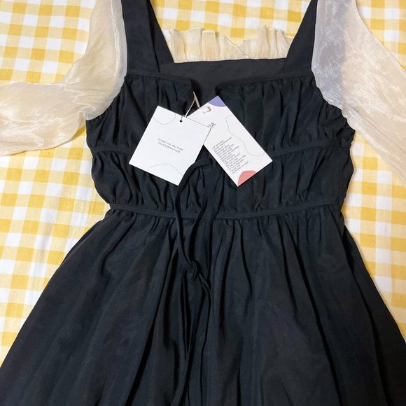 Japanese Style Back Ribbon Sheer Sleeve Dress US 2-4 [With Tag] - Picture 7 of 9